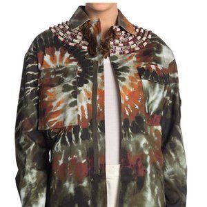 VALENTINO Caban Embellished Tie Dye Jacket